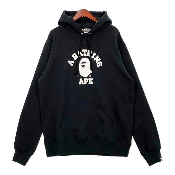 A BATHING APE カレッジロゴ パーカー 厚手 ブラック 2XL 希少-