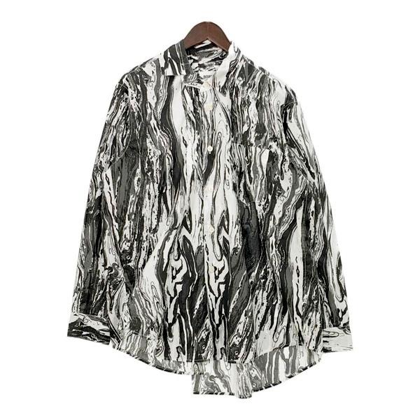 BOWWOW MARBLE OFFSET SHIRTS L 総柄 アシンメトリー