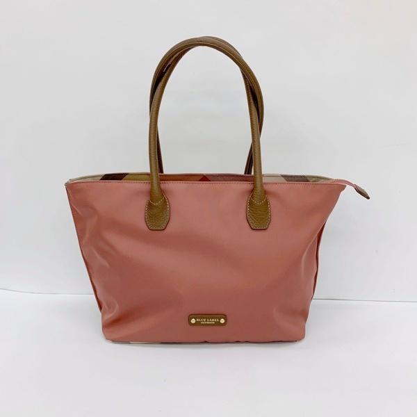 極美品✨ブルーレーベルクレストブリッジ ナイロントート ピンク×茶レザー BLUE LABEL CRESTBRIDGE（ブルーレーベルクレストブリッジ