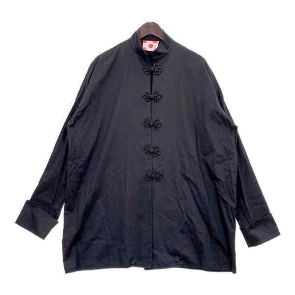 kemono ちゃいな ワンピース 装進飾 チャイナ 長袖 ロング シャツ 黒