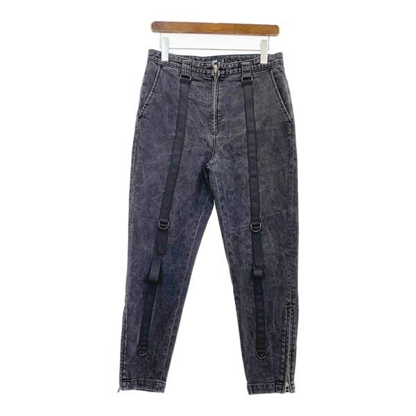 HARE 裾ジップ テーパード デニム パンツ ジーンズ ボトムス ベルト ストレッチ 伸縮性 HA010098AD メンズ Sサイズ ブラック ハレ ズボン DM14769■