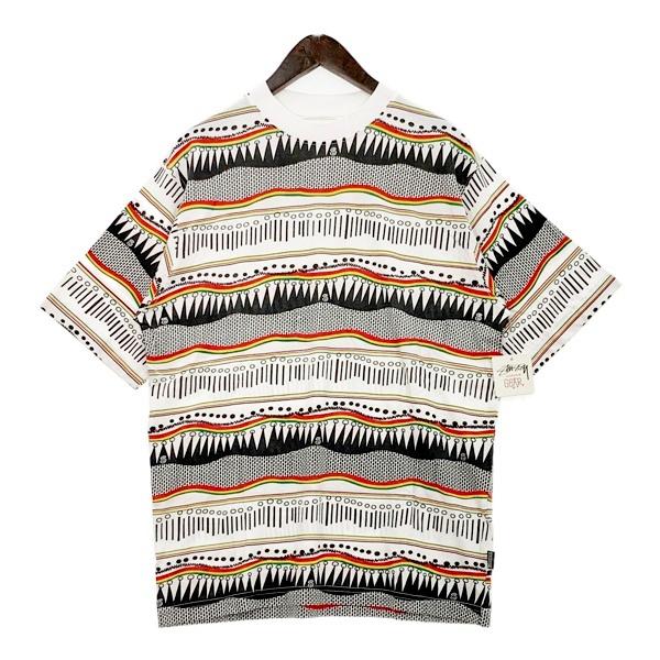 STUSSY pop tom crew Tシャツ 半袖 カットソー 90s タムタム 総柄 古着 