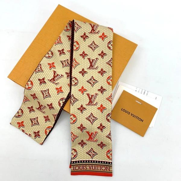 美品 ルイヴィトン バンドー トランク ナロー スカーフ ベージュ