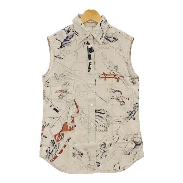 HERMES エルメス シャツ ノースリーブ ブラウス フランス騎兵 