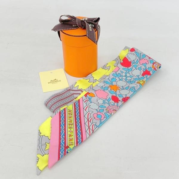 【美品】HERMÈS エルメス　ツイリー　スカーフ　バンダ柄 HERMES エルメス Twilly Scarf ツイリー スカーフ シルク100