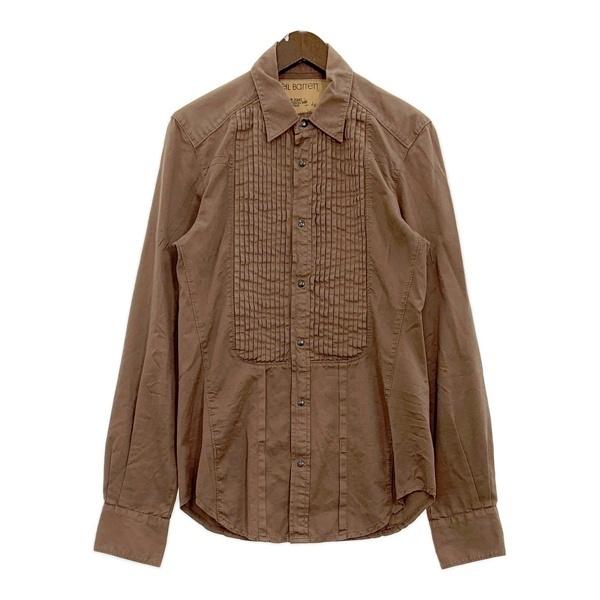 Neil Barrett ニールバレット ドレスシャツ フリル 139939 ミニマル 細身 メンズ Sサイズ ブラウン トップス DM18649■