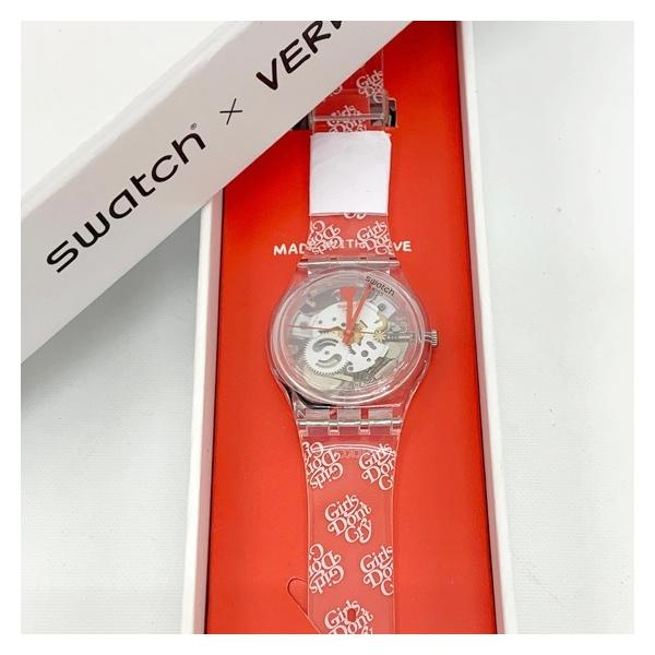 swatch VERDY スウォッチ ヴェルディ Girls Don't Cry 腕時計 ウォッチ ロゴ アナログ クオーツ 男女兼用 クリア 時計 DF19480■