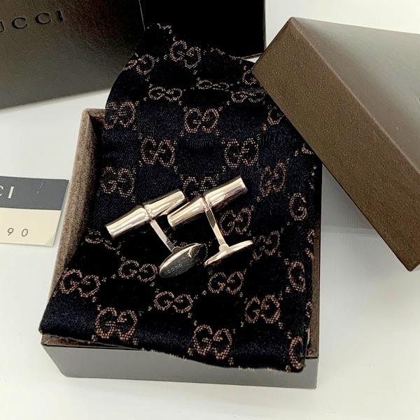 GUCCI グッチ SV925 バンブーモチーフ カフスボタン カフリンクス イタリア製 ビジネス メンズ  シルバー 服飾小物 DF19743■