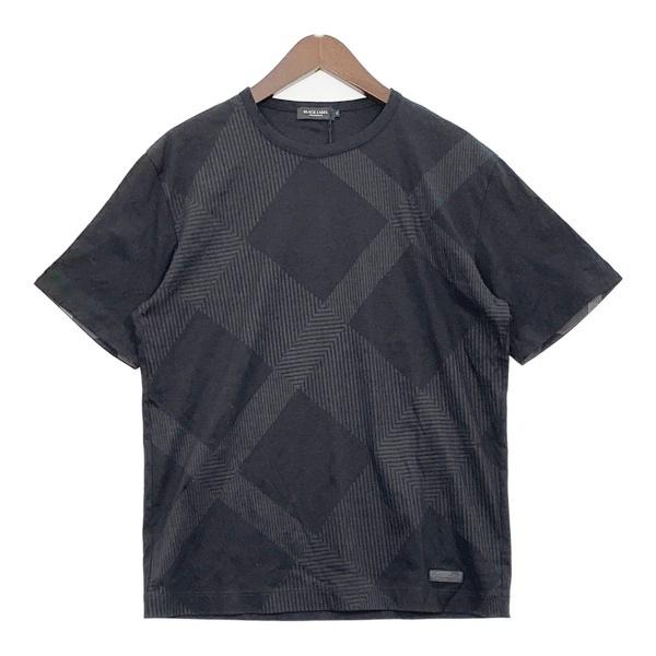 BLACK LABEL CRESTBRIDGE ブラックレーベルクレストブリッジ ハイストレッチシャドーチェック Tシャツ メンズ Mサイズ ブラック トップス DM19422■