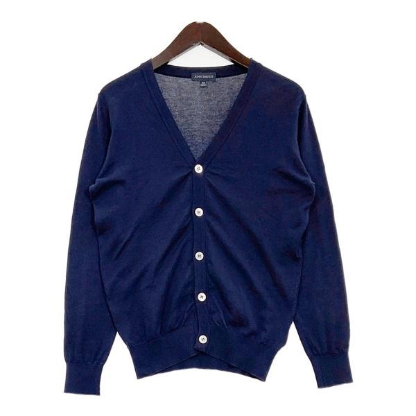 JOHN SMEDLEY ジョンスメドレー シーアイランドコットンカーディガン 薄手 シンプル メンズ XSサイズ ネイビー トップス DM18358■
