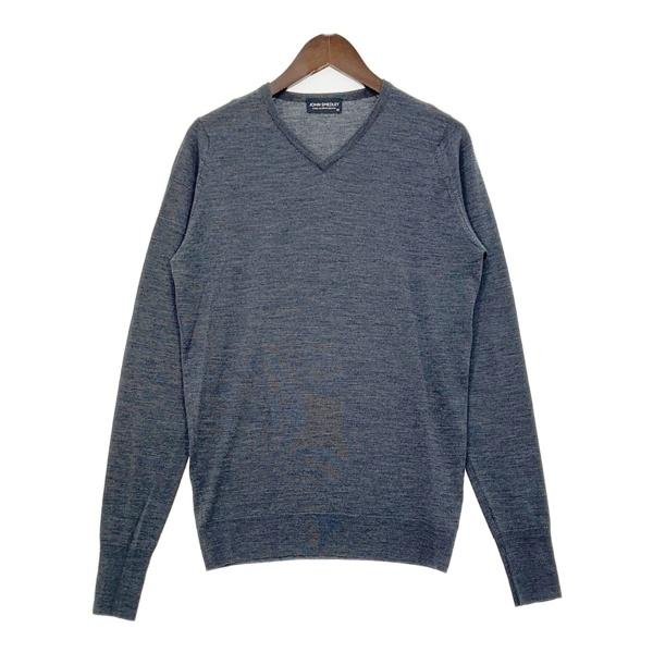 JOHN SMEDLEY ジョンスメドレー メリノウールニット セーター Vネック 無地 長袖 メンズ XSサイズ グレー トップス DM18661■