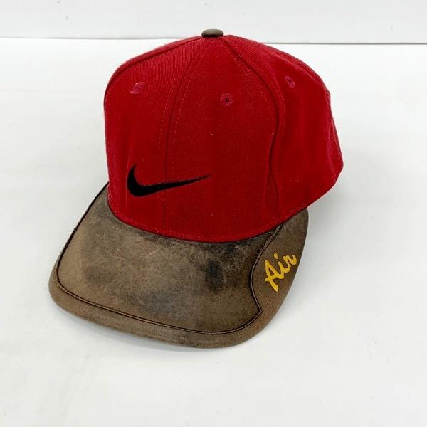 NIKE ナイキ 90S キャップ F7WDI 激レア ヴィンテージ AIR皮革ブリム&アジャスター メンズ レッド ブラウン 服飾小物 DF19484■