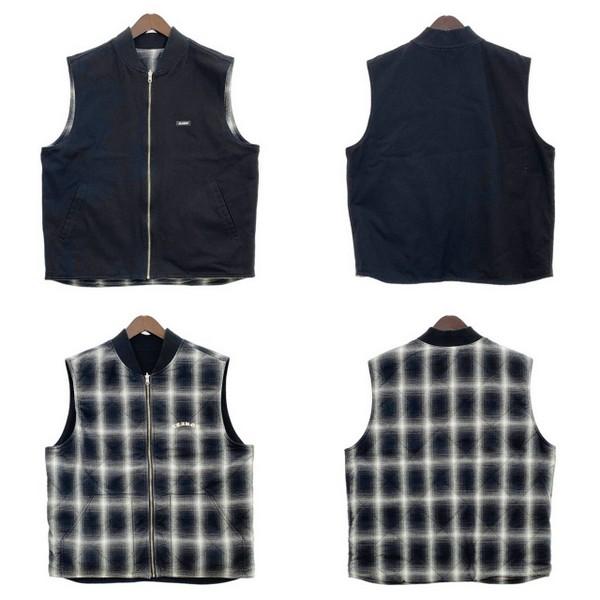 XLARGE エクストララージ リバーシブル ベスト ジャケット OMBRE PLAID メンズ XLサイズ ブラック トップス DM19991■