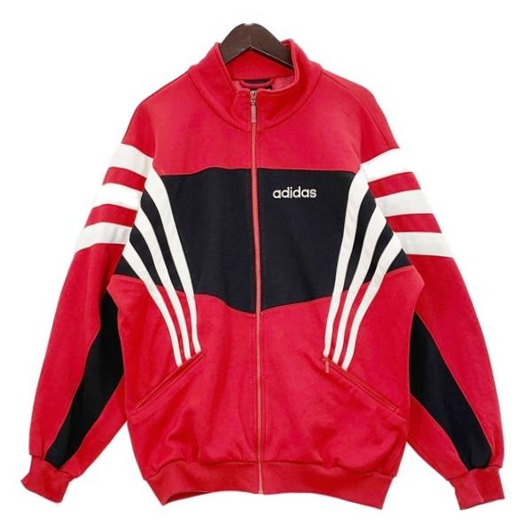 adidas アディダス 90s 00s トラックジャケット ジャージ ブルゾン メンズ Lサイズ レッド アウター DM18380■