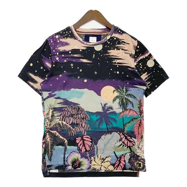 Paul Smith ポールスミス Tシャツ カットソー 半袖 ルナ ハワイアン メンズ Mサイズ ブラック系 トップス DM18901■