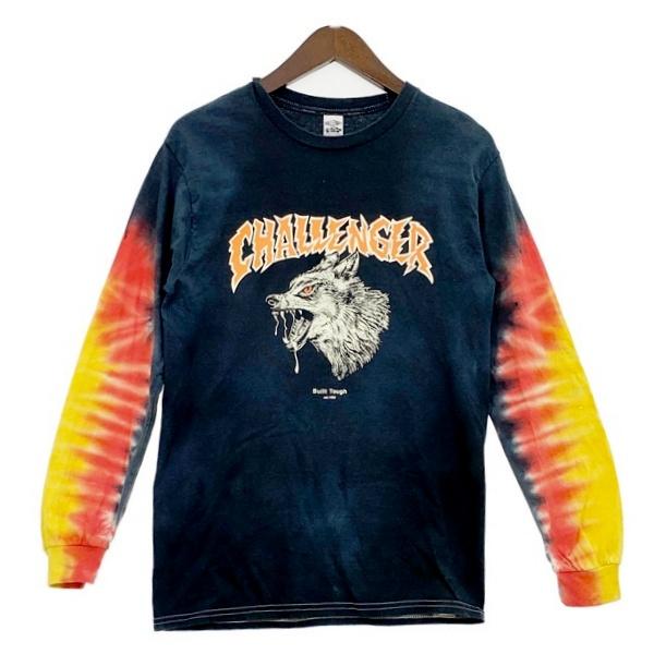 CHALLENGER チャレンジャー ロンT 長袖 カットソー L/S TIE DYE ZOMBIE WOLF TEE メンズ Sサイズ ブラック トップス DM18714■