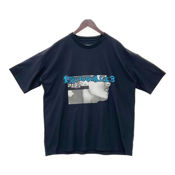1PIU1UGUALE3 SPORT THESAINT MAFIA CLUB 半袖Tシャツ 113 SPORT THESAINT MAFIA AIR BOOST BIG CREW TEE メンズ V Lサイズ ブラック トップス DM19309■
