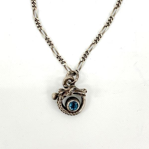 BIG BLACK MARIA ビッグブラックマリア ネックレス ドラゴン ペンダント ブルートパーズ メンズ  シルバー アクセサリー DF18067■