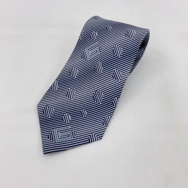 GUCCI グッチ ネクタイ シルク 幾何学的模様 モノグラムパターン メンズ ブルー ネクタイ DF19739■
