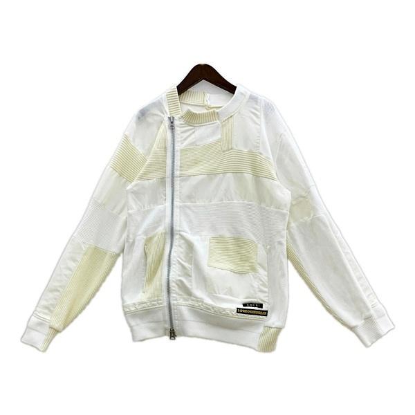 Sacai サカイ Hank Willis Thomas ニット切替 ライダース ジャケット 21-02453M メンズ サイズ2 アイボリー系 アウター DM18625■