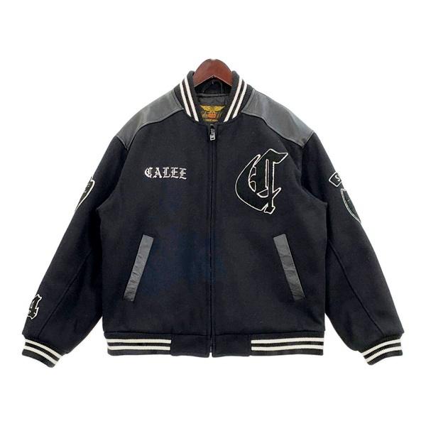 CALEE キャリー スタジャン ジャケット WOOL MELTON STADIUM JUMPER メンズ Mサイズ ブラック アウター DM17990■