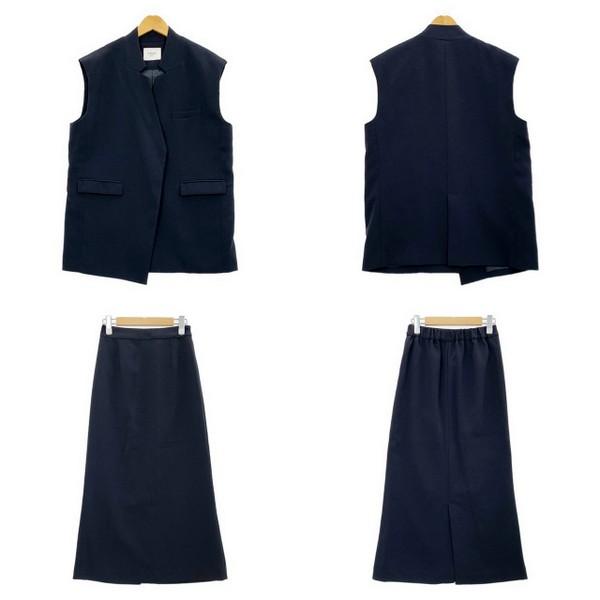 AMERI アメリ セットアップ スーツ ベスト スカート OTONA WRAP VEST SET UP DRESS レディース 上下S ネイビー 上下 IL18506■