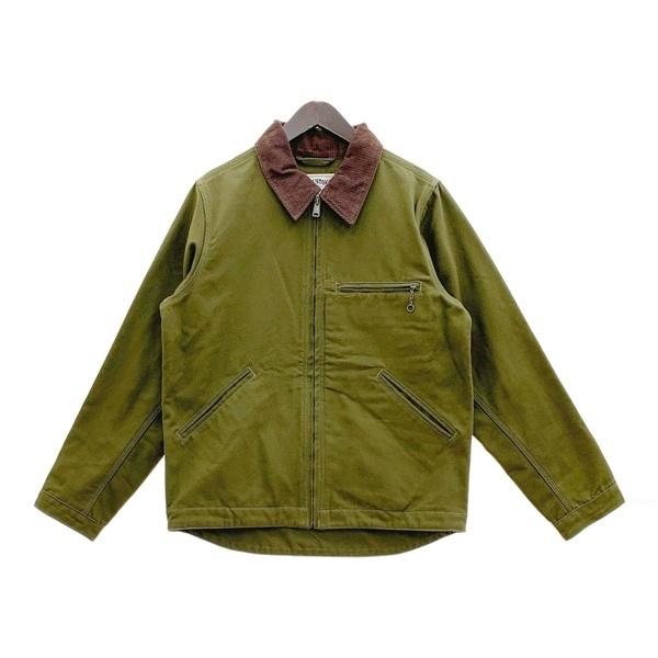HOUSTON ヒューストン DUCK ZIP WORK JACKET ダックジップワークジャケット ブルゾン メンズ Lサイズ カーキ アウター DM20287■