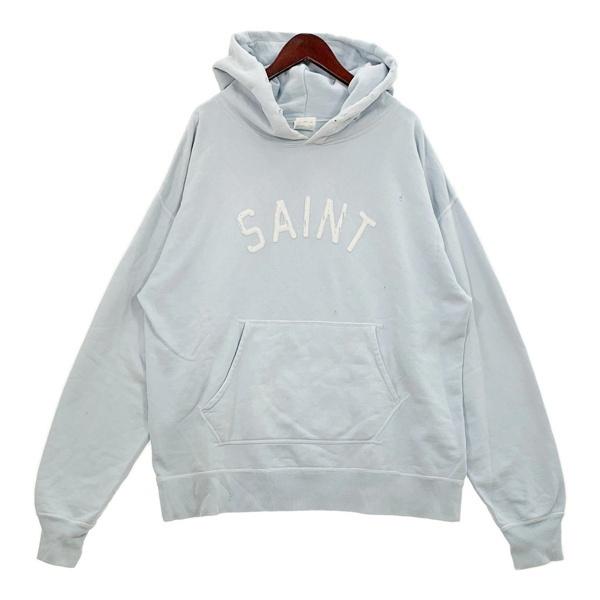 SAINT MICHAEL セントマイケル スウェット パーカー RELICS FELT HOODIE メンズ XLサイズ ブルー トップス DM18152■