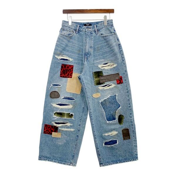 glamb グラム ワイド ジーンズ デニムパンツ Mid Century Unplugged Denim メンズ Sサイズ インディゴ ズボン DM18245■