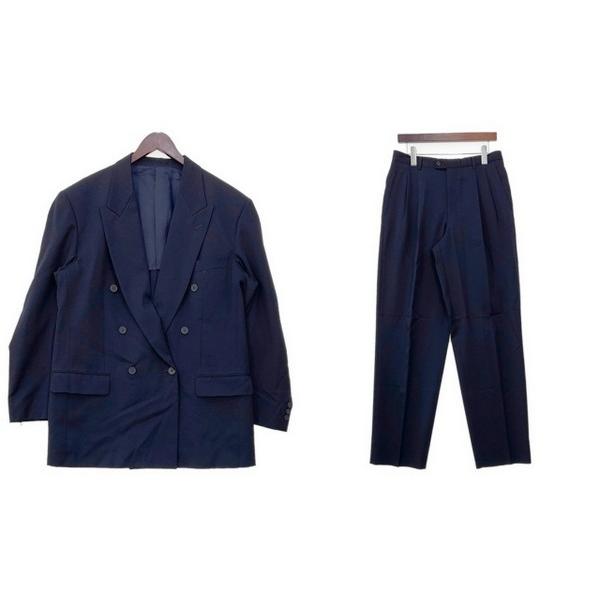 KENZO ケンゾー セットアップ スーツ ダブルブレストジャケット スラックス メンズ サイズ4 ダークネイビー 上下 DM18698■