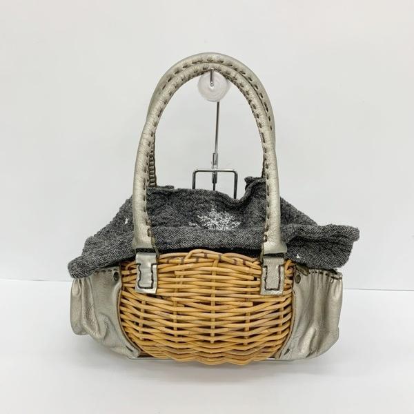 ebagos エバゴス カゴバッグ ハンドバッグ 籐 鞄 手持ち 被せ布付き レディース ベージュ カバン IF19348■