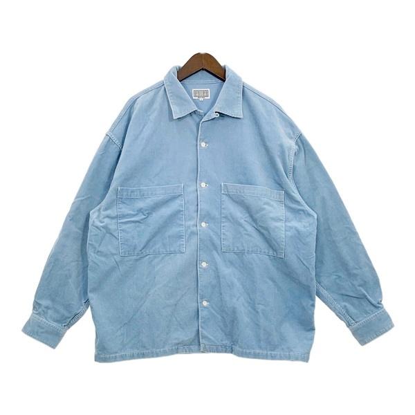 C.E シーイー コーデュロイ ワーク シャツ BLEACHED CORD OPEN SHIRT メンズ Lサイズ ブルー トップス DM19948■