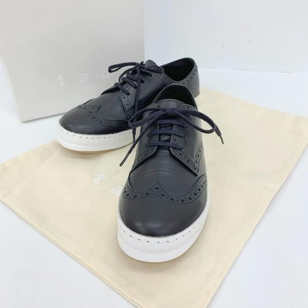 tao COMME des GARCONS タオ コムデギャルソン ウィングチップ風 スニーカー シューズ レディース 22cm ブラック 靴 DF18844■