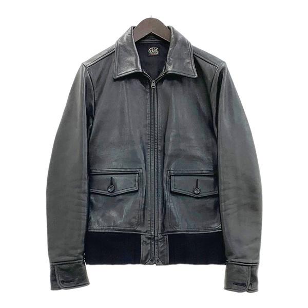 Rags McGREGOR ラグスマックレガー A-2 シングル ライダースジャケット レザー ブルゾン メンズ Mサイズ ブラック アウター DM20225■