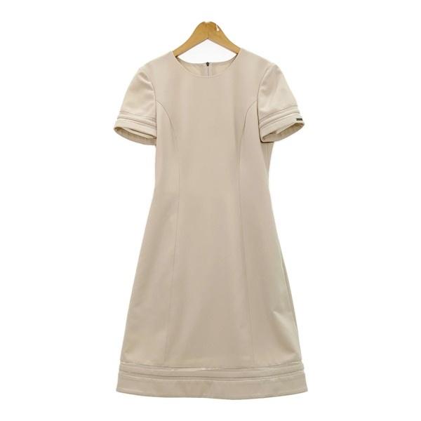 FOXEY NEWYORK フォクシーニューヨーク 半袖ワンピース DRESS LADY NOBLE 膝丈 Aライン レディース 38 Sサイズ相当 ベージュ トップス IL19177■