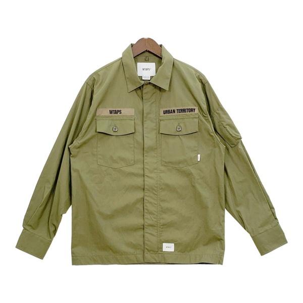 WTAPS ダブルタップス ミリタリー シャツ ジャケット 長袖 FLYERS LS COTTON WEATHER 211BRDT-SHM03 メンズ サイズ01 カーキ アウター DM19596■