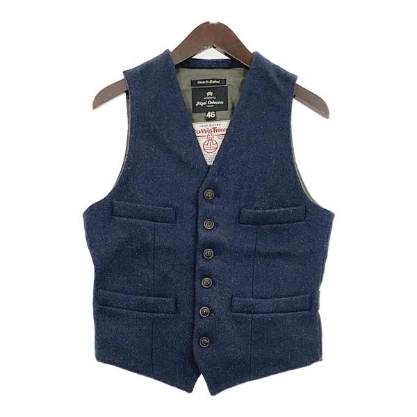Nigel Cabourn ナイジェルケーボン HARRIS TWEED ハリスツイード マロリーベスト メンズ サイズ46 ネイビー トップス DM20350■