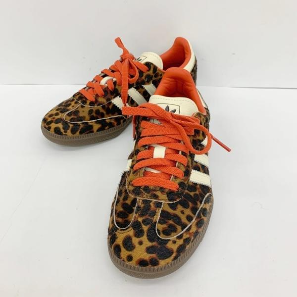 adidas アディダス SAMBA OG サンバ ローカット スニーカー シューズ チーター柄 レディース 24cm ブラウン 靴 DF19143■
