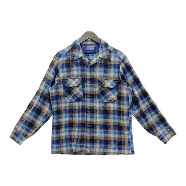 PENDLETON ペンドルトン 70s ボードシャツ USA製 古着 ヴィンテージ メンズ Lサイズ ネイビー系 トップス DM20341■