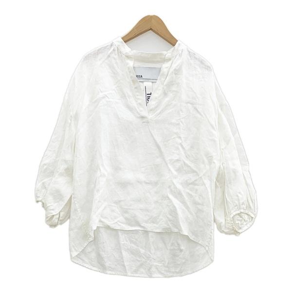 TICCA ティッカ ブラウス スキッパー シャツ リネン バルーン パフスリーブ 0231401304 レディース フリーサイズ ホワイト トップス IL19354■
