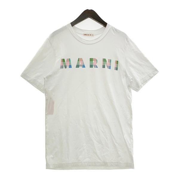 MARNI マルニ Tシャツ 半袖 カットソー ギンガムチェック マルニロゴ HUMU0198PT メンズ サイズ48 ホワイト トップス DM19359■