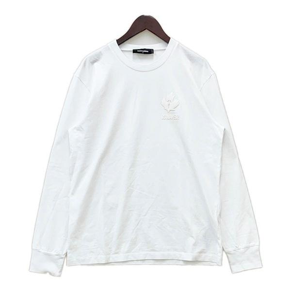 DSQUARED2 ディースクエアード ロングスリーブTシャツ 長袖Ｔシャツ S74GD1356 クルーネック メンズ Sサイズ ホワイト トップス DM19445■