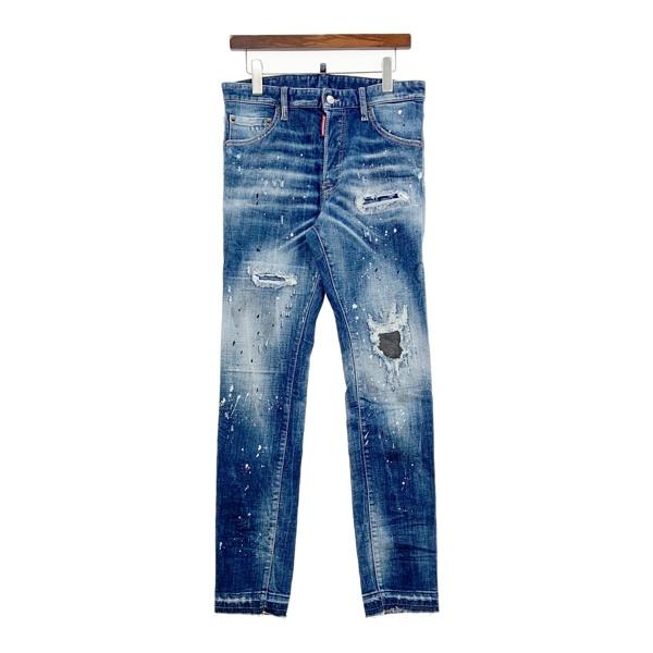 DSQUARED2 ディースクエアード ダメージジーンズ Gパン ストレートレッグ メンズ サイズ46 インディゴ ボトムス DM19459■