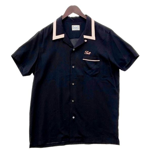 TMT ティーエムティー HYBRID RAYON BOWLING SHIRTS ボーリングシャツ メンズ XLサイズ ブラック ピンク トップス DM19664■