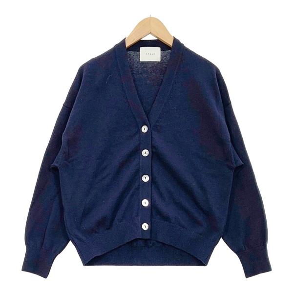 【中古】ARGUE アーギュー ニット カーディガン セーター COTTON CASHMERE CLASSIC KNIT CARDIGAN  フリーサイズ ネイビー トップス DL20143■