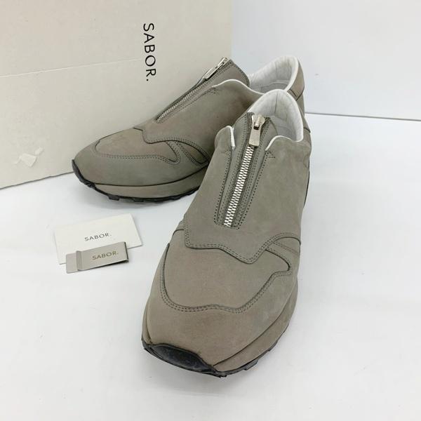 SABOR. サボール JOG ローカット スニーカー シューズ ヌバックレザー メンズ サイズ41 グレー 靴 DF20005■