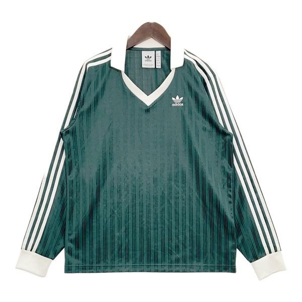 adidas Originals アディダスオリジナルス アディカラー ピケ サッカー長袖Tシャツ メンズ Lサイズ グリーン トップス DM20038■