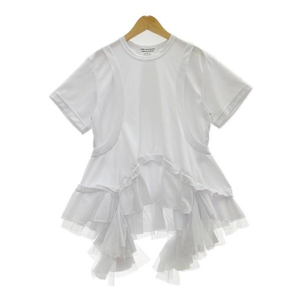 COMME des GARCONS COMME des GARCONS コムデギャルソンコムデギャルソン チュールフリル カットソー AD2023 XSサイズ ホワイト トップス DL20148■