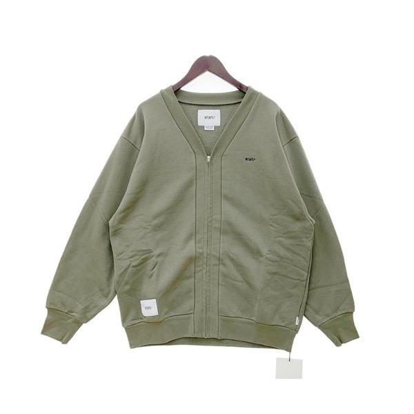 WTAPS ダブルタップス カーディガン 20SS CLUB CARDIGAN ジップアップ 厚手 長袖 201ATDT-CSM33 メンズ 02 Mサイズ相当 カーキ トップス DM20141■