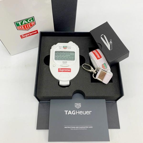 Supreme シュプリーム TAG HEUER タグホイヤー コラボ ストップウォッチ 時計 Pocket Pro Stopwatch ホワイト 時計 DF20116■